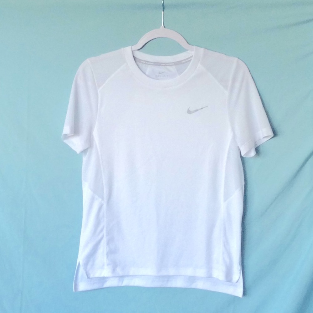 NIKE Running Dri-Fit Tee White and Mesh, Size S